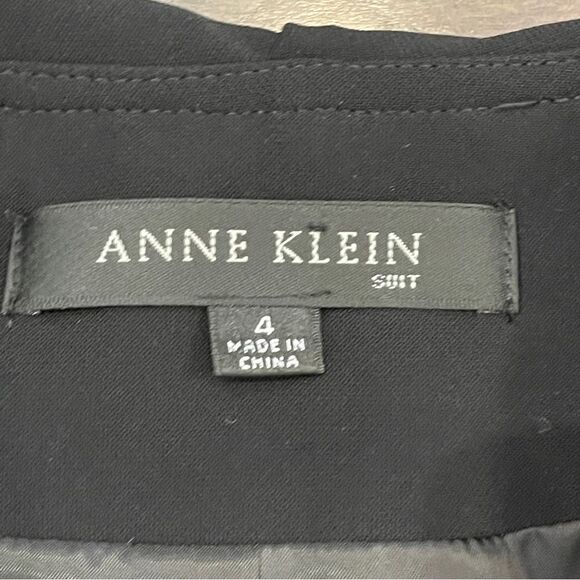 Anne Klein Suit Blazer Ruffled Collar Jacket Lined Black Women's 4 Tie Closure - Picture 4 of 9
